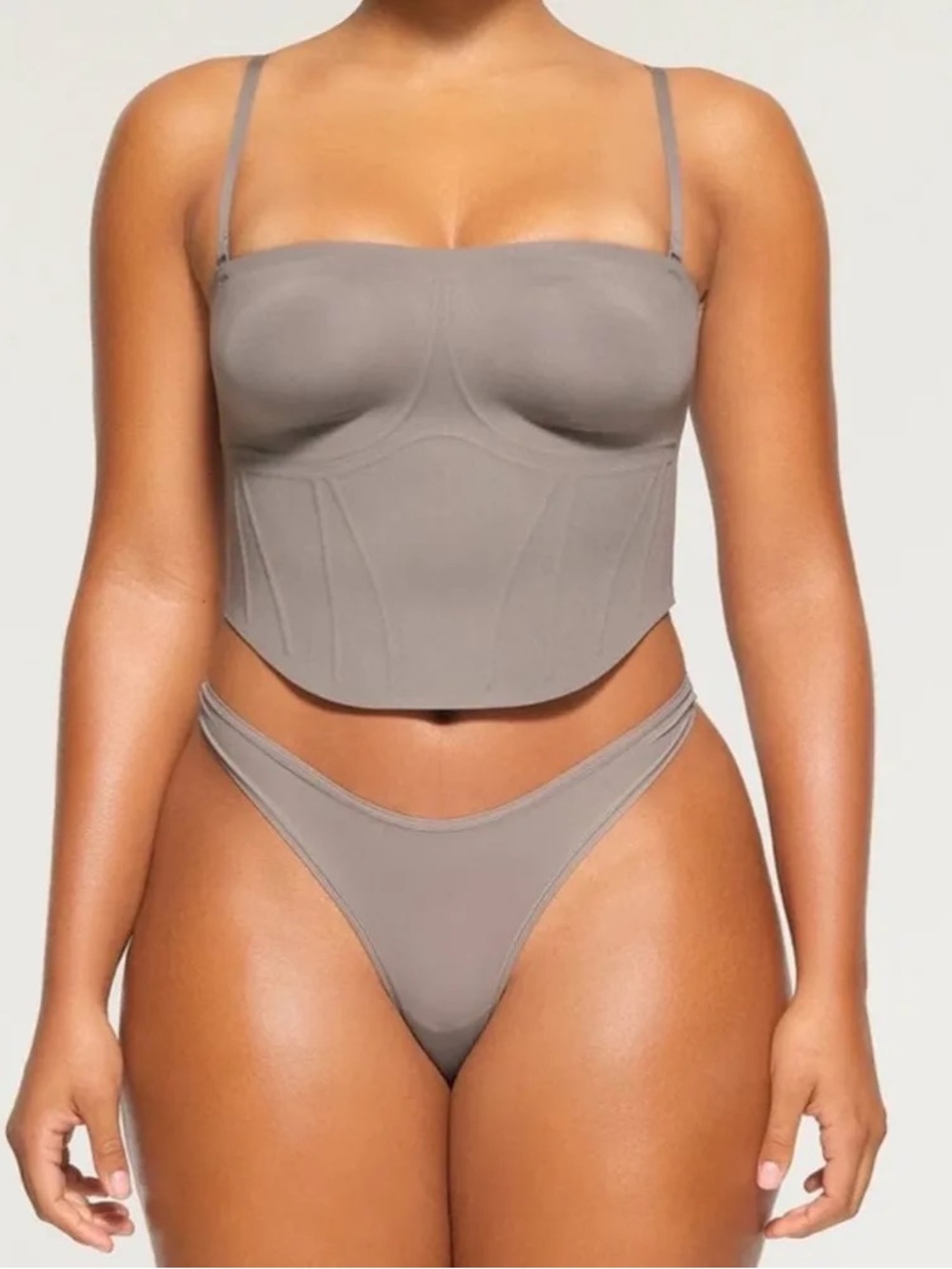 Skims Bonded Corset Group Crop Corset Steel Grey Medium